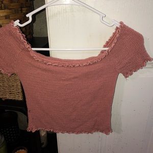 rue21 off shoulder pink crop